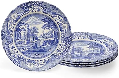 צלחות ארוחת צהריים איטלקיות כחולות. סט של 4 | 9 אינץ '| עשוי כלי חרס | ארוחת ערב, סלט וצלחת מתאבן |